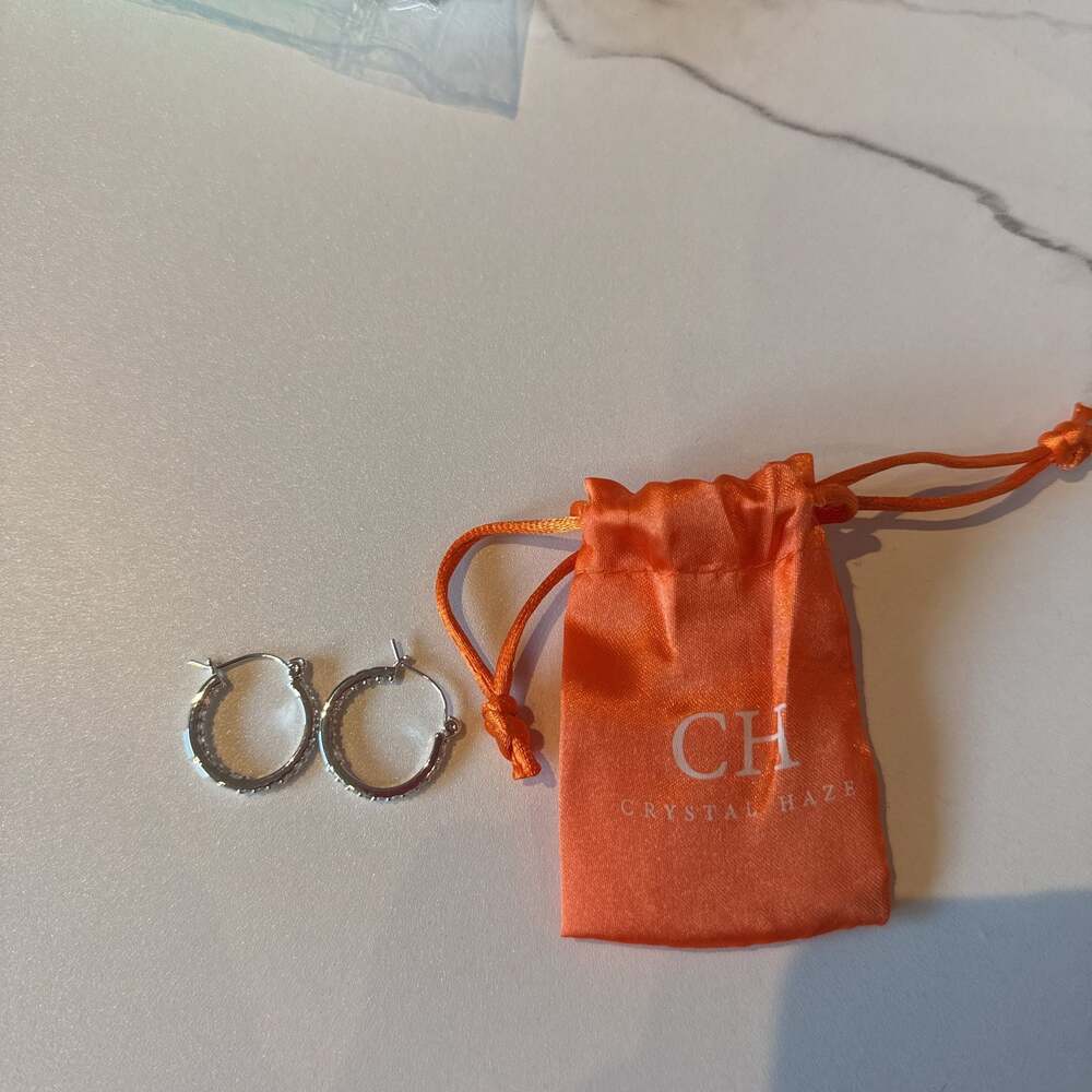 Crystal Haze Mini Serena Hoops in Silver